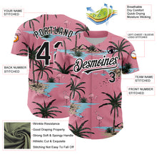 Laden Sie das Bild in den Galerie-Viewer, Custom Medium Pink Black-White 3D Pattern Design Tropical Hawaii Palm Trees Authentic Baseball Jersey