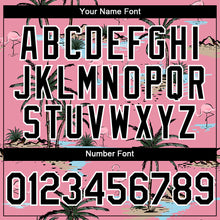 Laden Sie das Bild in den Galerie-Viewer, Custom Medium Pink Black-White 3D Pattern Design Tropical Hawaii Palm Trees Authentic Baseball Jersey