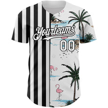 Загрузить изображение в средство просмотра галереи, Custom White Black 3D Pattern Design Tropical Hawaii Palm Trees Authentic Baseball Jersey