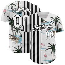 Загрузить изображение в средство просмотра галереи, Custom White Black 3D Pattern Design Tropical Hawaii Palm Trees Authentic Baseball Jersey