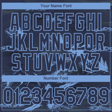 Load image into Gallery viewer, Custom Navy Light Blue 3D Pattern Design Mountain Authentic Baseball Jersey