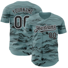 Load image into Gallery viewer, Custom Green Black Gray 3D Pattern Design Mountain Authentic Baseball Jersey