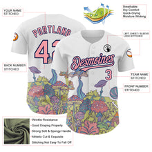 Загрузить изображение в средство просмотра галереи, Custom White Medium Pink-Navy 3D Pattern Design Colorful Flowers And Mushrooms Psychedelic Hallucination Authentic Baseball Jersey