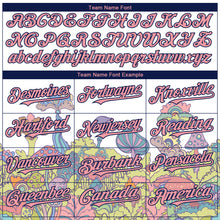 Загрузить изображение в средство просмотра галереи, Custom White Medium Pink-Navy 3D Pattern Design Colorful Flowers And Mushrooms Psychedelic Hallucination Authentic Baseball Jersey