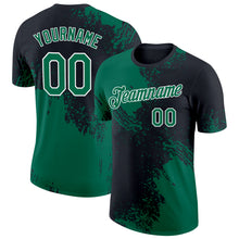 Load image into Gallery viewer, Custom Kelly Green Black-White 3D Pattern Design Abstract Brush Stroke Performance T-Shirt