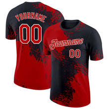 Load image into Gallery viewer, Custom Red Black-White 3D Pattern Design Abstract Brush Stroke Performance T-Shirt