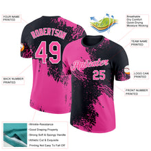 Load image into Gallery viewer, Custom Pink Black-White 3D Pattern Design Abstract Brush Stroke Performance T-Shirt