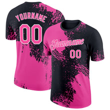 Load image into Gallery viewer, Custom Pink Black-White 3D Pattern Design Abstract Brush Stroke Performance T-Shirt