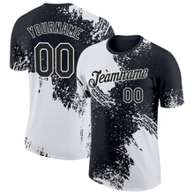 Load image into Gallery viewer, Custom White Black 3D Pattern Design Abstract Brush Stroke Performance T-Shirt