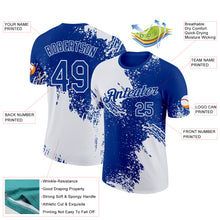 Load image into Gallery viewer, Custom White Royal 3D Pattern Design Abstract Brush Stroke Performance T-Shirt