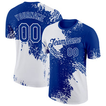 Load image into Gallery viewer, Custom White Royal 3D Pattern Design Abstract Brush Stroke Performance T-Shirt
