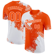 Load image into Gallery viewer, Custom White Orange 3D Pattern Design Abstract Brush Stroke Performance T-Shirt