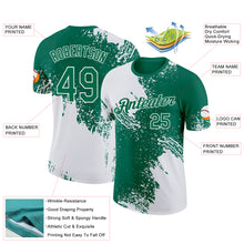 Load image into Gallery viewer, Custom White Kelly Green 3D Pattern Design Abstract Brush Stroke Performance T-Shirt