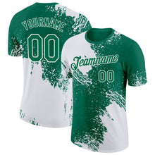 Load image into Gallery viewer, Custom White Kelly Green 3D Pattern Design Abstract Brush Stroke Performance T-Shirt