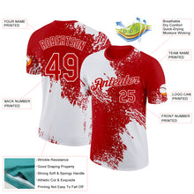 Load image into Gallery viewer, Custom White Red 3D Pattern Design Abstract Brush Stroke Performance T-Shirt