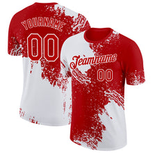 Load image into Gallery viewer, Custom White Red 3D Pattern Design Abstract Brush Stroke Performance T-Shirt