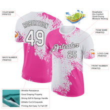 Загрузить изображение в средство просмотра галереи, Custom Pink White-Black 3D Pattern Design Abstract Brush Stroke Performance T-Shirt
