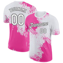Загрузить изображение в средство просмотра галереи, Custom Pink White-Black 3D Pattern Design Abstract Brush Stroke Performance T-Shirt