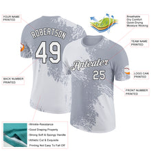 Load image into Gallery viewer, Custom White Gray 3D Pattern Design Abstract Brush Stroke Performance T-Shirt