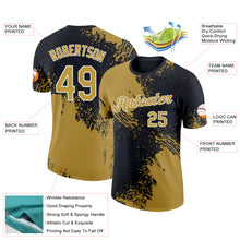 Charger l'image dans la galerie, Custom Old Gold Black-White 3D Pattern Design Abstract Brush Stroke Performance T-Shirt
