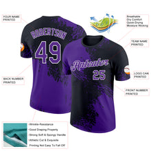 Загрузить изображение в средство просмотра галереи, Custom Purple Black-White 3D Pattern Design Abstract Brush Stroke Performance T-Shirt