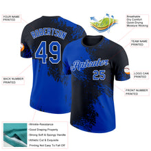 Laden Sie das Bild in den Galerie-Viewer, Custom Thunder Blue Black-White 3D Pattern Design Abstract Brush Stroke Performance T-Shirt