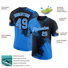 Загрузить изображение в средство просмотра галереи, Custom Powder Blue Black-White 3D Pattern Design Abstract Brush Stroke Performance T-Shirt