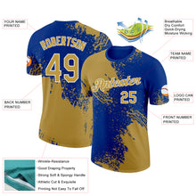 Charger l'image dans la galerie, Custom Old Gold Royal-White 3D Pattern Design Abstract Brush Stroke Performance T-Shirt