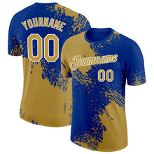 Charger l'image dans la galerie, Custom Old Gold Royal-White 3D Pattern Design Abstract Brush Stroke Performance T-Shirt