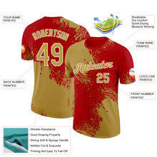 Charger l'image dans la galerie, Custom Old Gold Red-White 3D Pattern Design Abstract Brush Stroke Performance T-Shirt