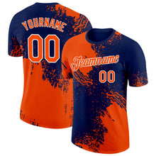 Загрузить изображение в средство просмотра галереи, Custom Orange Navy-White 3D Pattern Design Abstract Brush Stroke Performance T-Shirt