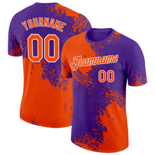 Загрузить изображение в средство просмотра галереи, Custom Orange Purple-White 3D Pattern Design Abstract Brush Stroke Performance T-Shirt