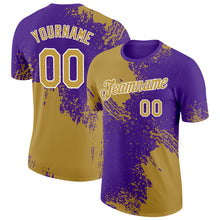 Charger l'image dans la galerie, Custom Old Gold Purple-White 3D Pattern Design Abstract Brush Stroke Performance T-Shirt