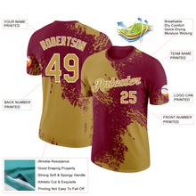 Charger l'image dans la galerie, Custom Old Gold Crimson-White 3D Pattern Design Abstract Brush Stroke Performance T-Shirt
