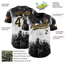 Load image into Gallery viewer, Custom Black White-Old Gold 3D Pattern Design Abstract Splatter Grunge Art Authentic Baseball Jersey