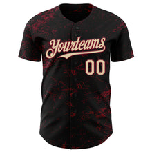Загрузить изображение в средство просмотра галереи, Custom Black City Cream-Crimson 3D Pattern Design Abstract Splatter Texture Authentic Baseball Jersey