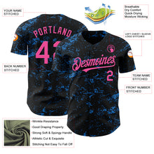 Load image into Gallery viewer, Custom Black Pink-Electric Blue 3D Pattern Design Abstract Splatter Texture Authentic Baseball Jersey