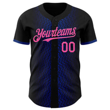 Load image into Gallery viewer, Custom Black Pink-Thunder Blue 3D Pattern Design Geometric Shapes Authentic Baseball Jersey
