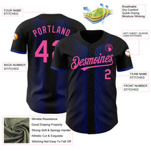 Load image into Gallery viewer, Custom Black Pink-Thunder Blue 3D Pattern Design Geometric Shapes Authentic Baseball Jersey