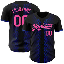 Load image into Gallery viewer, Custom Black Pink-Thunder Blue 3D Pattern Design Geometric Shapes Authentic Baseball Jersey