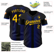 Load image into Gallery viewer, Custom Black Yellow-Thunder Blue 3D Pattern Design Geometric Shapes Authentic Baseball Jersey