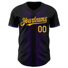 Load image into Gallery viewer, Custom Black Gold-Purple 3D Pattern Design Geometric Shapes Authentic Baseball Jersey