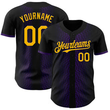 Load image into Gallery viewer, Custom Black Gold-Purple 3D Pattern Design Geometric Shapes Authentic Baseball Jersey
