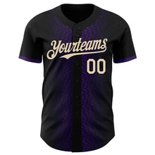 Load image into Gallery viewer, Custom Black Cream-Purple 3D Pattern Design Geometric Shapes Authentic Baseball Jersey