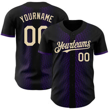 Load image into Gallery viewer, Custom Black Cream-Purple 3D Pattern Design Geometric Shapes Authentic Baseball Jersey