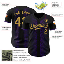 Load image into Gallery viewer, Custom Black Old Gold-Purple 3D Pattern Design Geometric Shapes Authentic Baseball Jersey