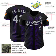 Charger l'image dans la galerie, Custom Black Gray-Purple 3D Pattern Design Geometric Shapes Authentic Baseball Jersey