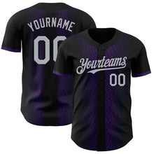 Charger l'image dans la galerie, Custom Black Gray-Purple 3D Pattern Design Geometric Shapes Authentic Baseball Jersey