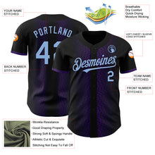 Load image into Gallery viewer, Custom Black Light Blue-Purple 3D Pattern Design Geometric Shapes Authentic Baseball Jersey