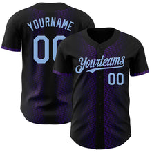 Load image into Gallery viewer, Custom Black Light Blue-Purple 3D Pattern Design Geometric Shapes Authentic Baseball Jersey